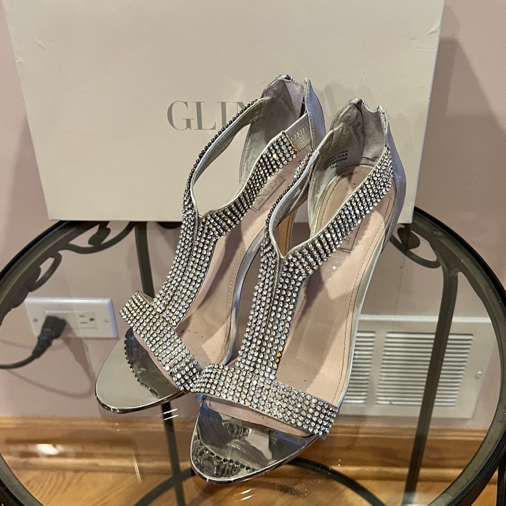Glint Shimmer Rhinestone Mirror Heels - 7.5